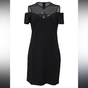 Sandro Paris black mini dress cold shoulder back zip 1 small s